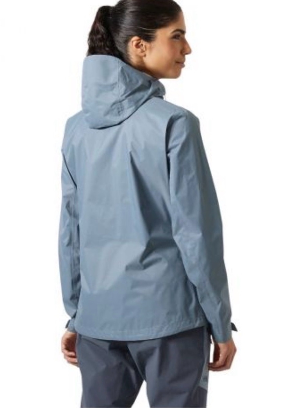Helly Hansen woman’s Voss Waterproof Hooded Rain Jacket Blue Gray